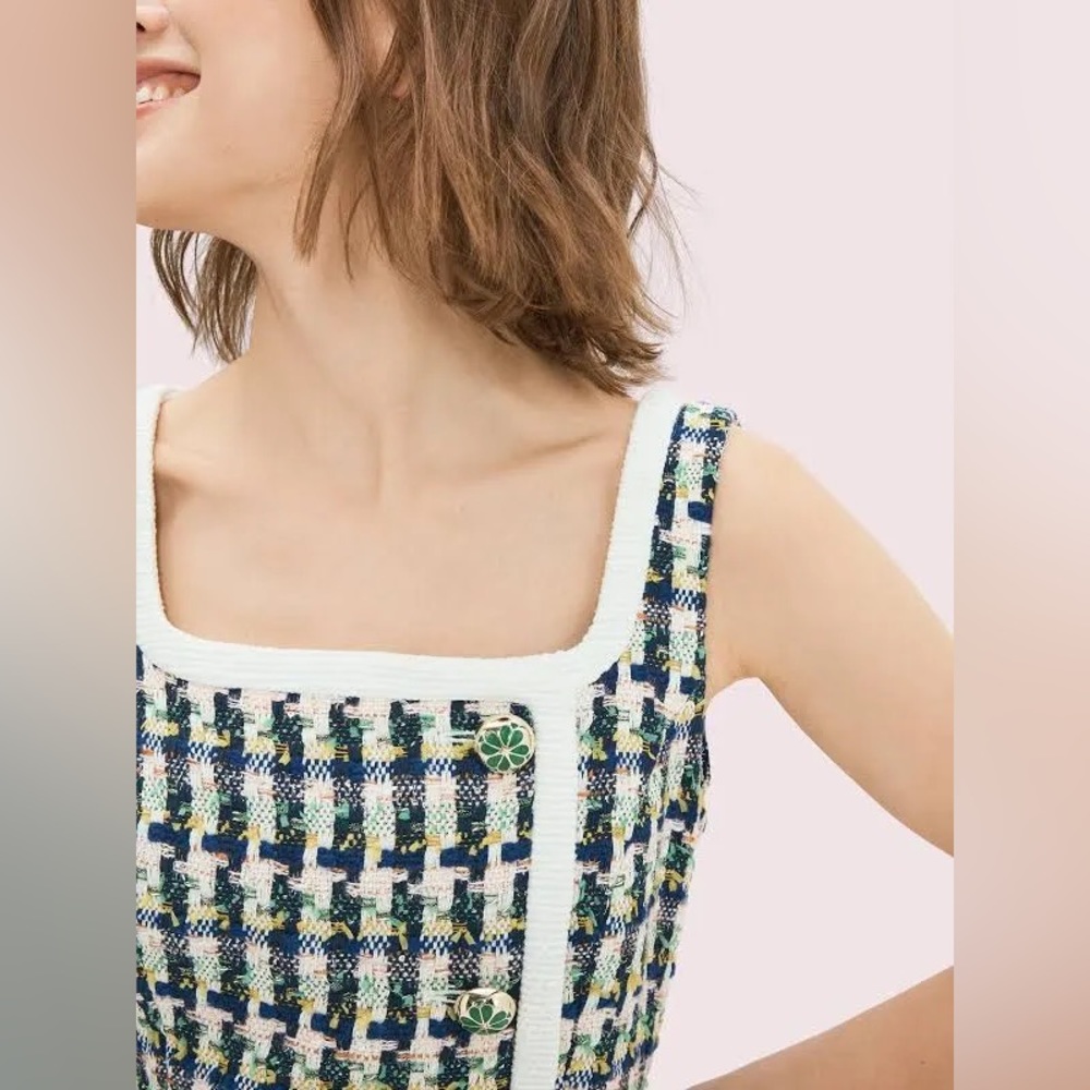 Kate Spade Pop Tweed Green Dress- US 16 - Picture 9 of 10